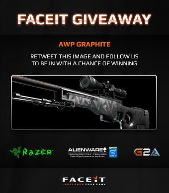 FACEIT's tweet image. Retweet this and follow us on Twitter to win an AWP Graphite skin!