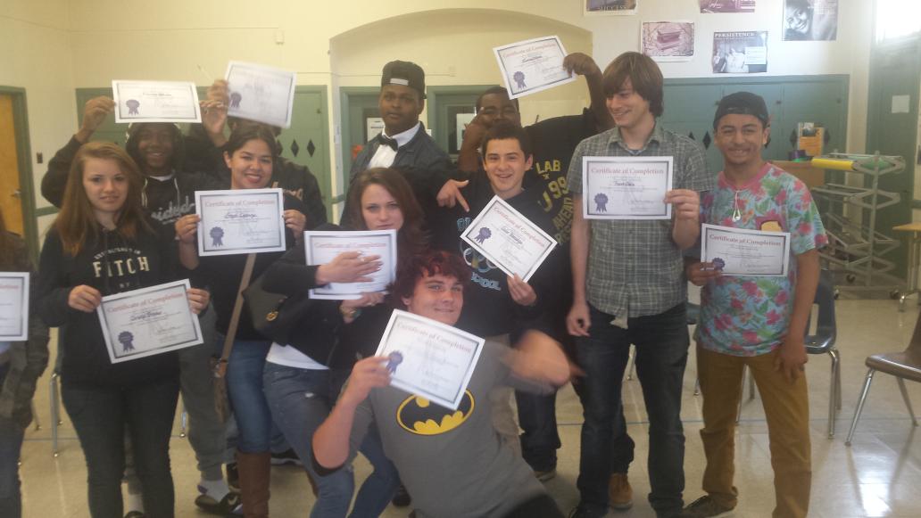 Students graduate and receive Certification of Completion, Peer Mediation and Conflict Resolution Program.