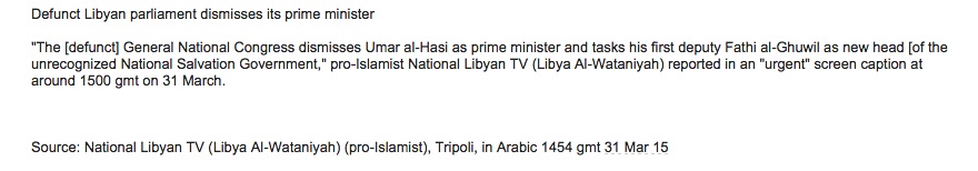 Breaking: #Libya Dawn authority in Tripoli fires pro-jihadi "PM" Omar al-Hassi facebook.com/lyobserver/pos…