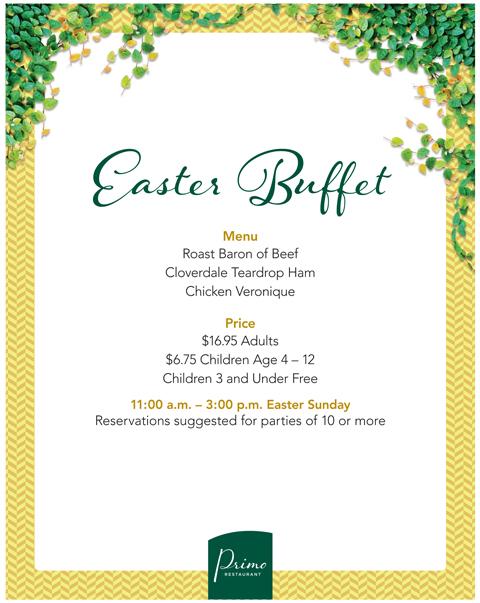 Our Easter Buffet has all the yummy entrees you could ask for-call for reservations today! 838.7746