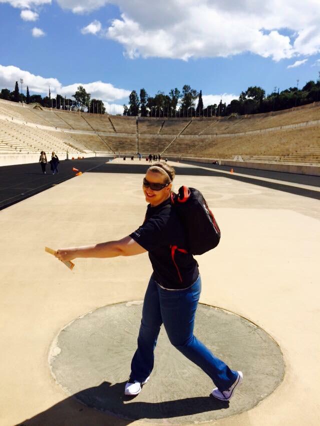 kfreberg's tweet photo. Fulfilled a bucket list item for me as a #formerthrower: practicing my discus form in the Olympic Stadium! 😄🙌 http://t.co/EQST9d2C5r