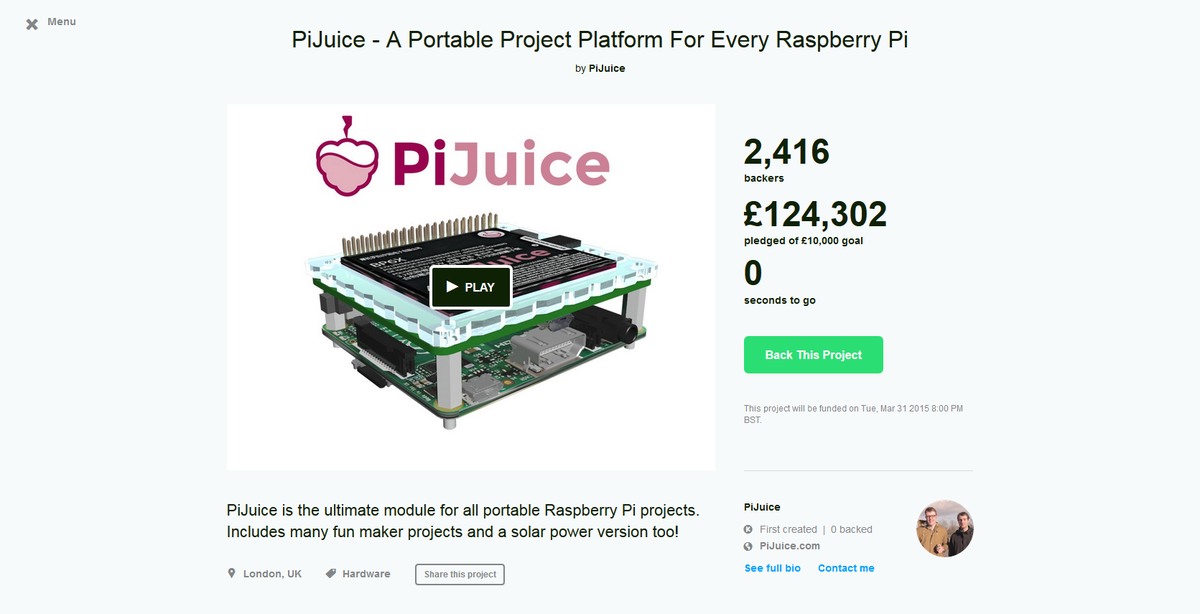 ThePiJuice's tweet photo. .....aaaand BREATHE! #ProjectPiJuice @kickstarter "2,417 backers pledged £124,372 to help bring this project to life" http://t.co/Kw559ud3La
