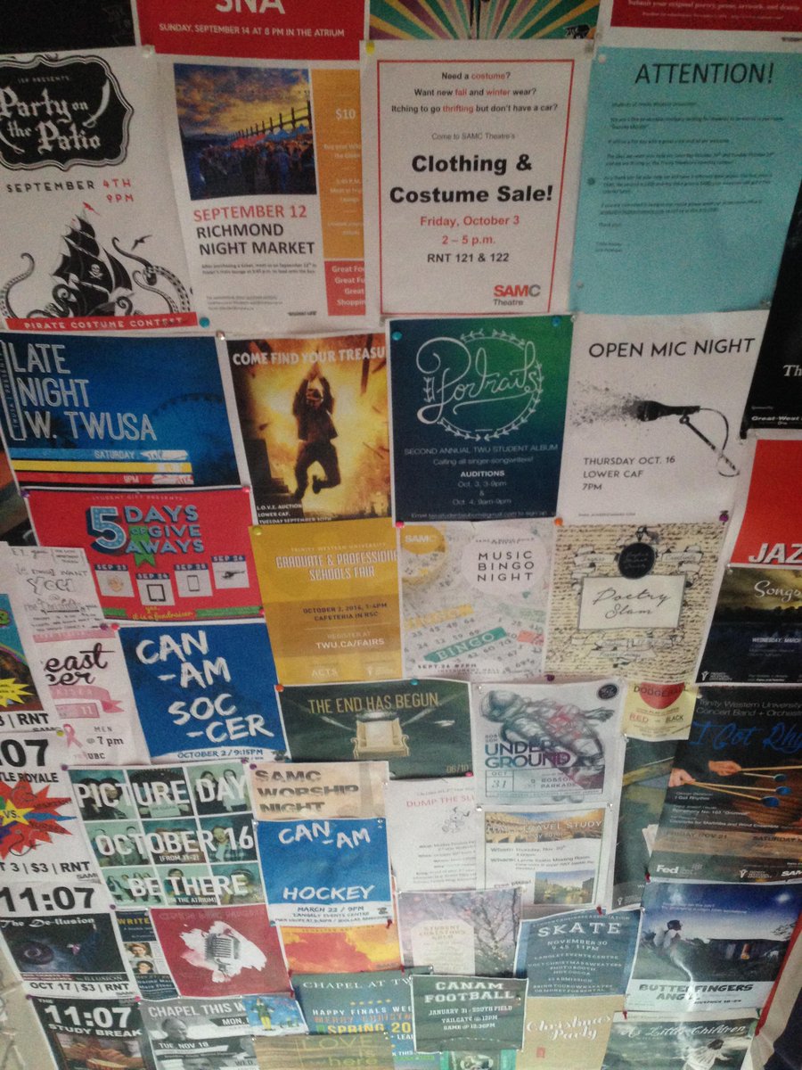 BrittanyTRoe's tweet photo. Charlotte has been collecting posters from @TrinityWestern events the entire year! Now they cover her roof. #COMM270 http://t.co/HakBtwG39j