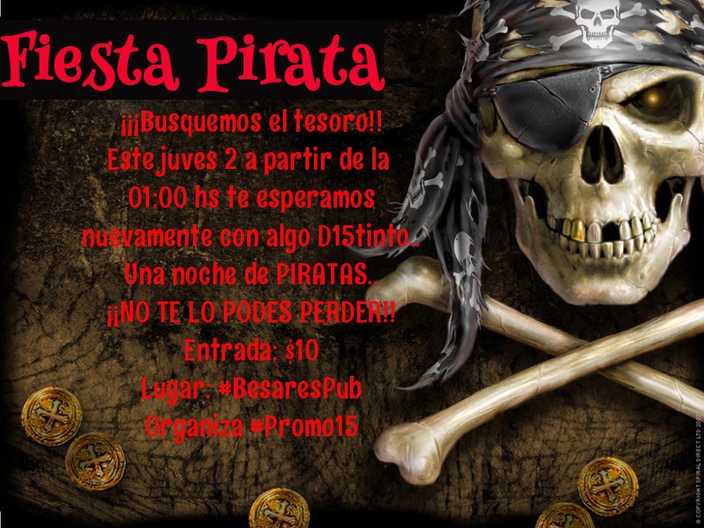 Promo15Casbas's tweet photo. Para arrancar este finde largo la Promo te trae algo #D15TINTO...
Jueves 2 te esperamos en @BesaresPub #FiestaPirata http://t.co/PFN2lCmrtJ