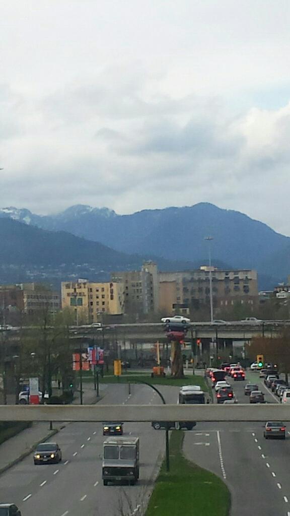 Tree stump + stacked cars = WTF??? Is this ubc engineering again? Or a movie?