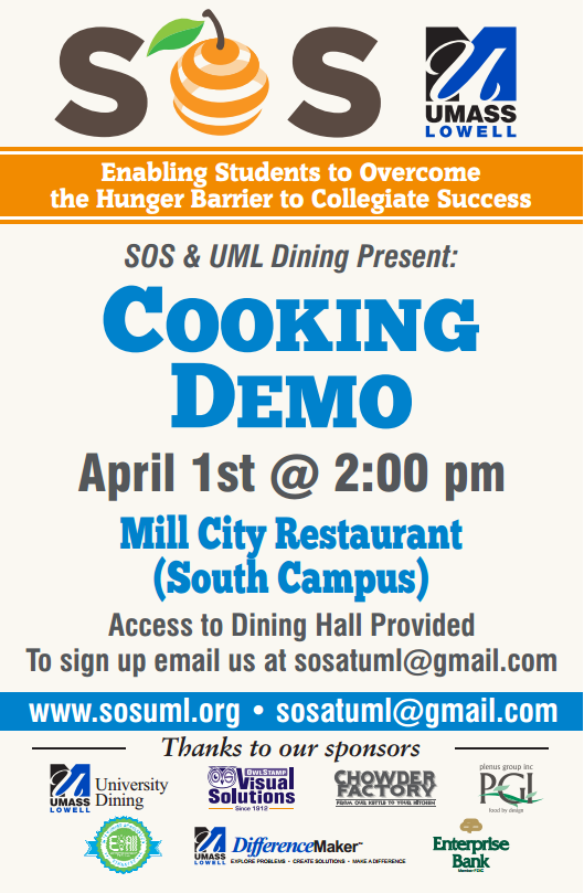 SOS_UML's tweet image. Exec Chef Frank Hurley will be demoing the Panzanella & Green Chili Quesadillas tomorrow @ 2:00!