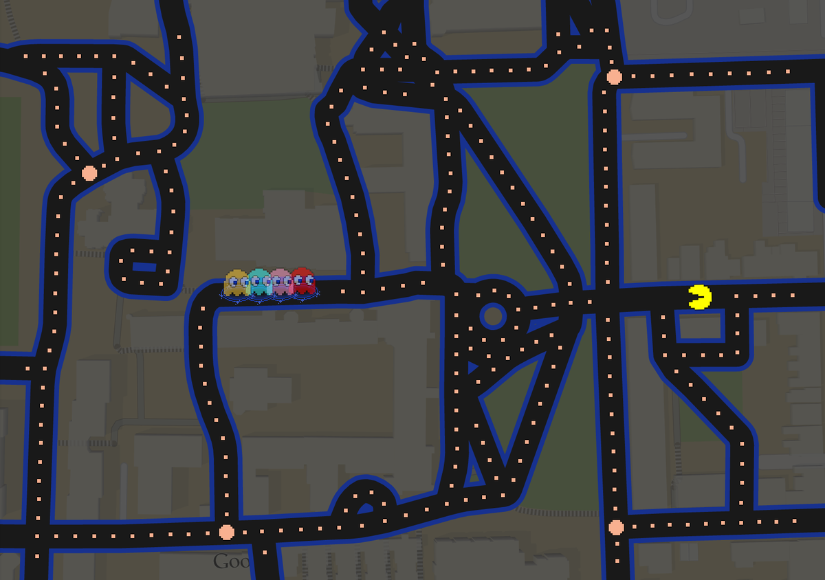 GUAlumni's tweet photo. So cool: You can play #PacMan on @Georgetown's campus (or anywhere) thanks to an #AprilFools treat from @googlemaps! http://t.co/D1AjYkB928