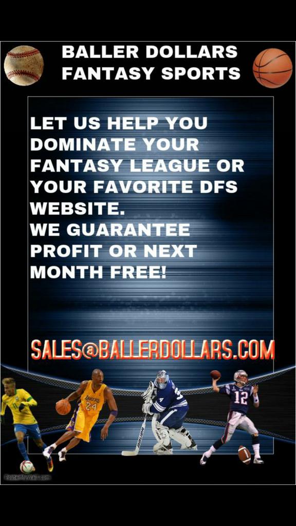 BALLER_DFS's tweet photo. @QuarterbackDad7 DFS lineups struggling? Let our top ranked DFS expert give you1on1advice/best lineups everyday! #dfs http://t.co/d9sv21XHOR