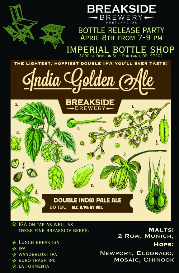 breaksidebrews's tweet image. Return of the hop! India Golden Ale release party at @imperialbttlshp on 4/8 from 7-9pm