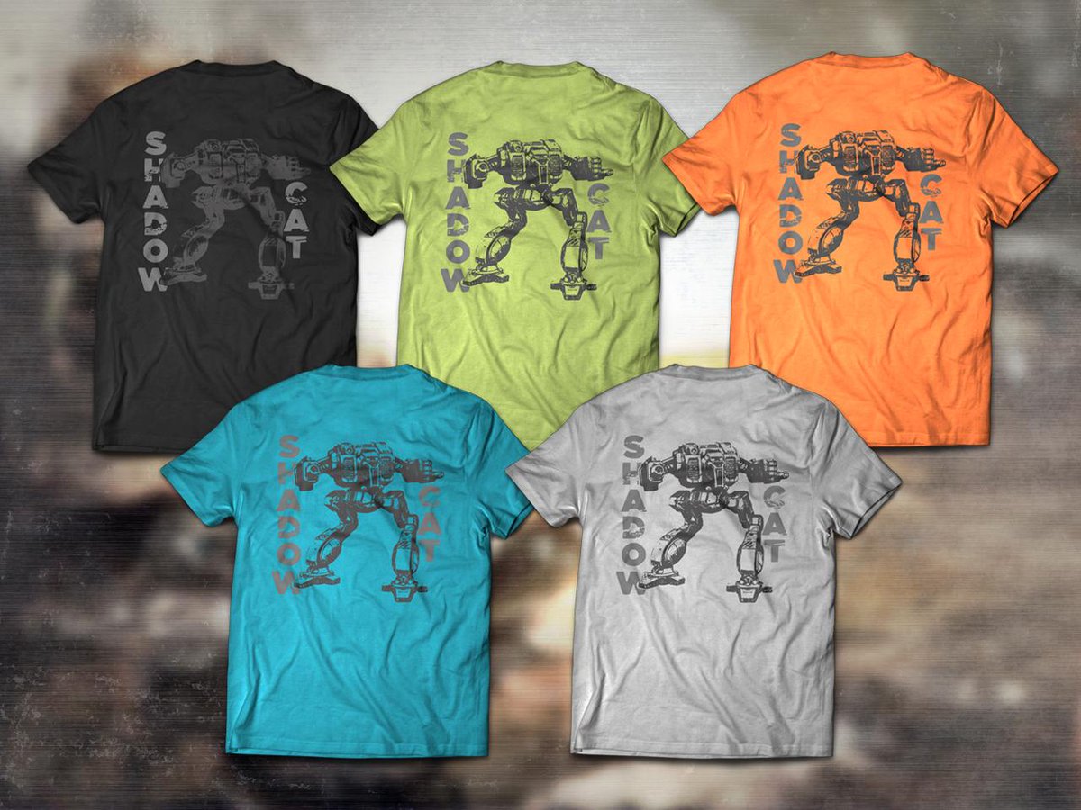 NoGutsNoGalaxy's tweet photo. Pre-Order for the Shadow Cat T-Shirt is live! Five colors to choose from!
http://t.co/sFOtaUPgdn
@MechWarriorF2P #MWO http://t.co/9GhDTRo5g1