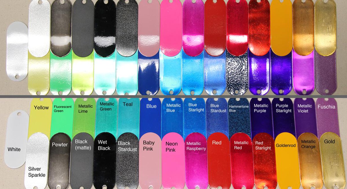 gBlazeWear's tweet photo. A world of #rainbowblast:
Our array of hardware color options.
(the top shows how reflective some colors are) http://t.co/YZ88BBR47z