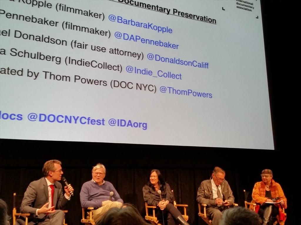 @ThomPowers moderates #savedocs with <a href="/DAPennebaker/">D A Pennebaker</a>, <a href="/barbarakopple/">Barbara Kopple</a>, @DonaldsonCallif and @IndieCollect.