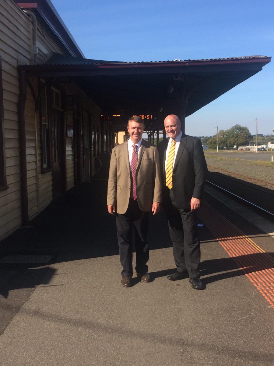 David Hodgett and I on Colac train station. Hey Dan when is the new service arriving?