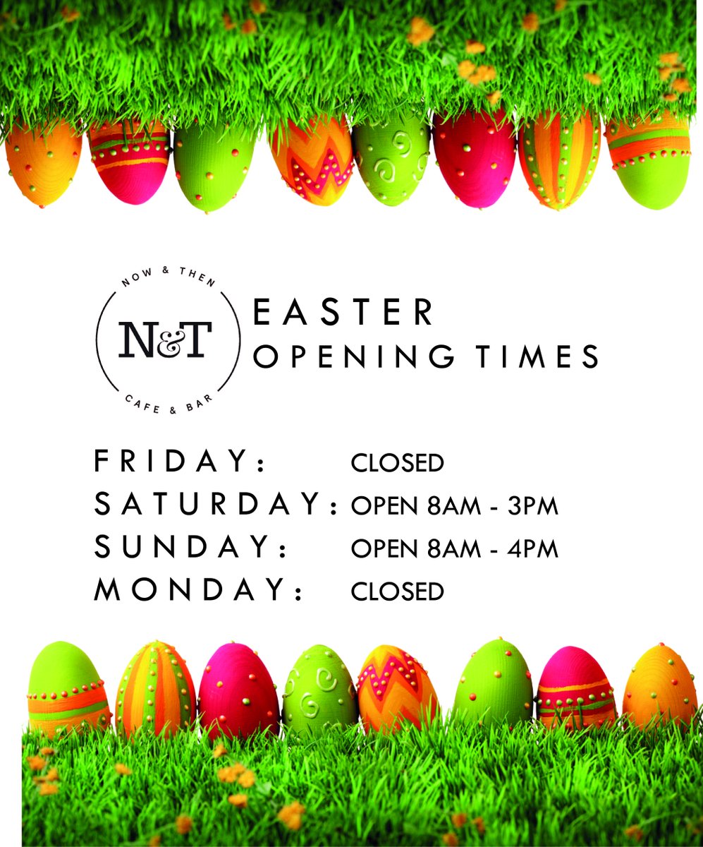 NowAndThenCafe's tweet image. Easter Holiday hours! #easter #holidayhours #eastereggs