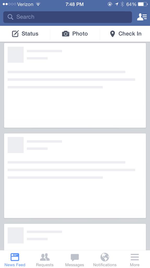celiakim's tweet image. @facebook app not working all day. freezes upon launch &amp;amp; all buttons/menus useless. known issue? iOS 8.2, current vs