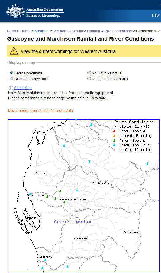 BOM WA on Twitter "Flood waters in the Gascoyne making their way to