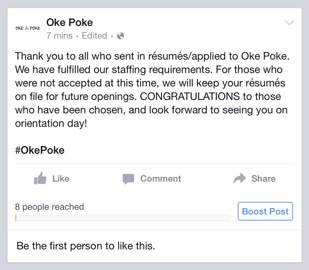 OkePoke_'s tweet photo. Thank you to all the applicants!! http://t.co/rqVtTQaUhE