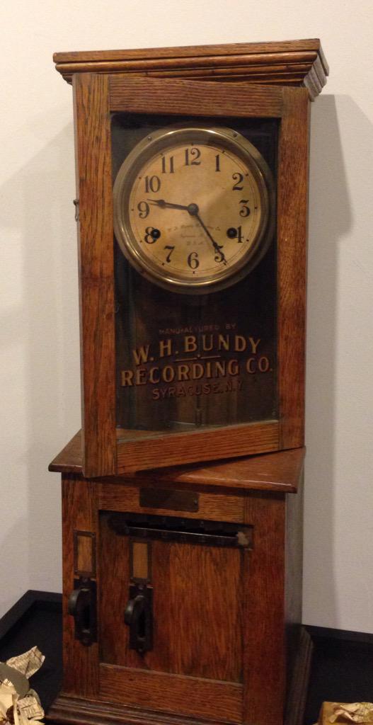 nawccmuseum's tweet image. Early #20thcentury #Bundy #Time #Recorder #clock #first to use a #timecard #ontheclock #exhibit #horology #timepiece