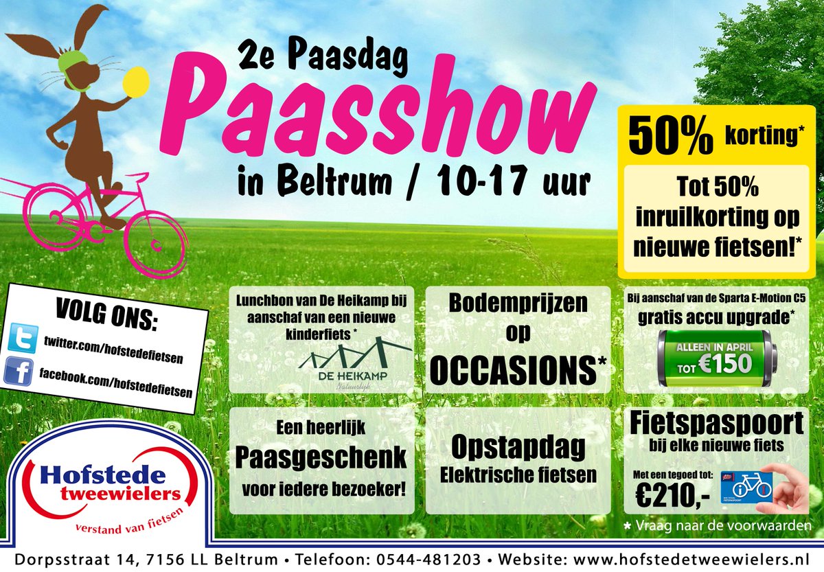 Dit weekend is het Pasen en traditiegetrouw heeft Hofstede Tweewielers in Beltrum Tweede Paasdag Paasshow!