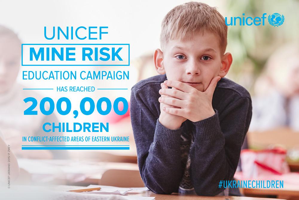 UNICEF's tweet photo. #Ukraine: our mine risk education campaign has reached 200k children in conflict-affected areas. @UNICEF_UA http://t.co/5jpAaFwMXa