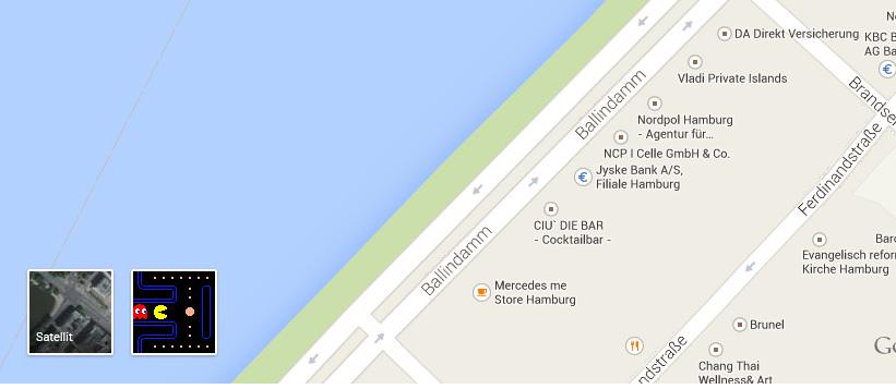 icker007's tweet image. wie geil ist denn das? Pacman in Google Maps.