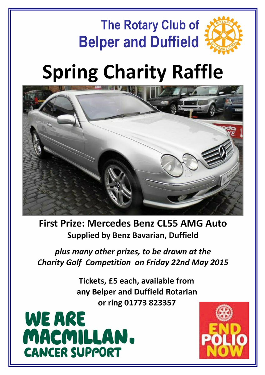 BelperRotary's tweet photo. We are selling Raffle tickets this weekend at DeBradelei Mill. Chance to win a superb Mercedes. Details on poster. http://t.co/hB2TE1ttwC