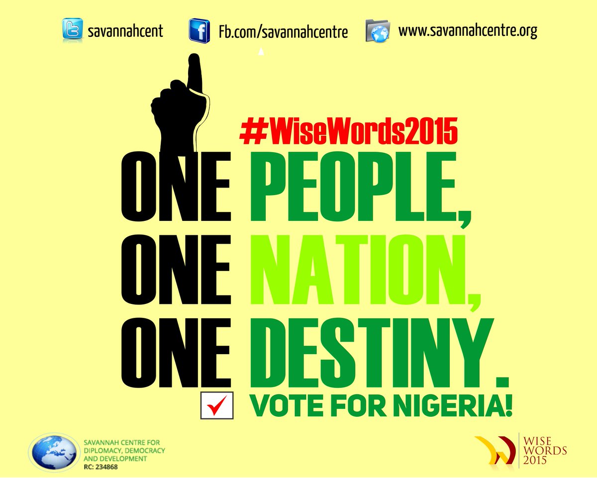 savannah_centre's tweet photo. ONE PEOPLE
ONE NATION
Moving towrads:
ONE DESTINY
#CourtNotStreet
#NigeriaDecides #Nigeria2015 http://t.co/4SM4313XQq