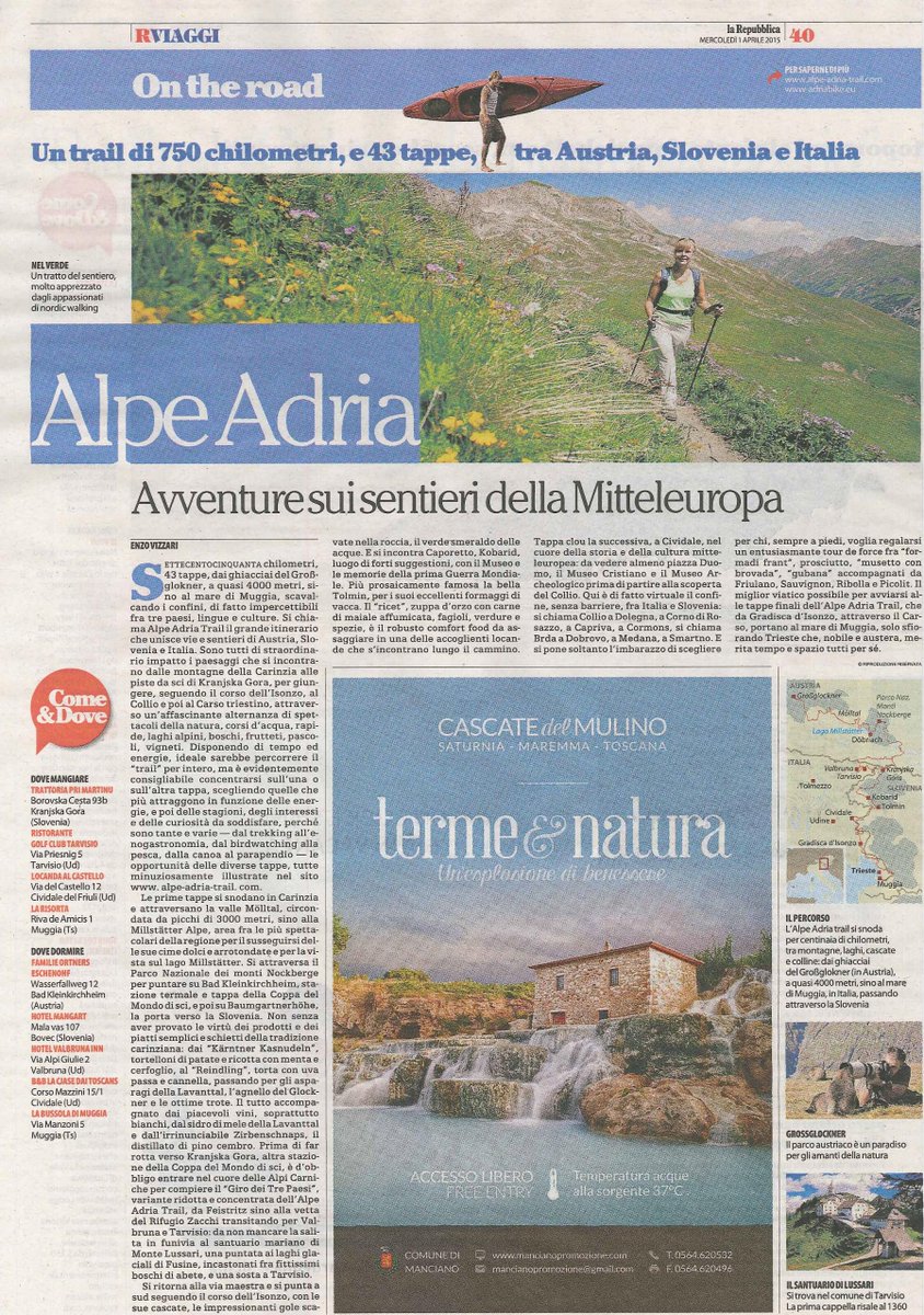 Il #iltarvisiano #alpeadriatrail su @repubblicait a cura di Enzo Vizzari <a href="/espressonline/">L'Espresso</a> <a href="/ele_cozzella/">Eleonora Cozzella</a> <a href="/Tommasocerno/">Tommaso Cerno</a>