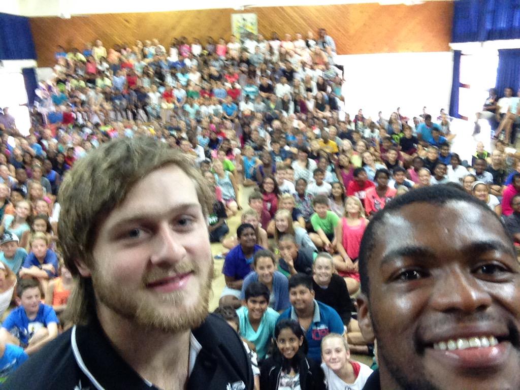 <a href="/sburasithole/">Sibusiso Sithole</a> &amp; <a href="/9camwright/">Cam Wright</a> enjoying their interaction with the learners from #VirginiaPrep this morning.