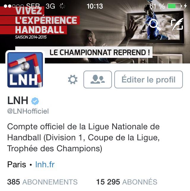 Bertrand_Delh's tweet photo. La @LNHofficiel décroche sa pastille #Twitter après le #FINAL4LNH #handball #digital http://t.co/IL75rWAvtV