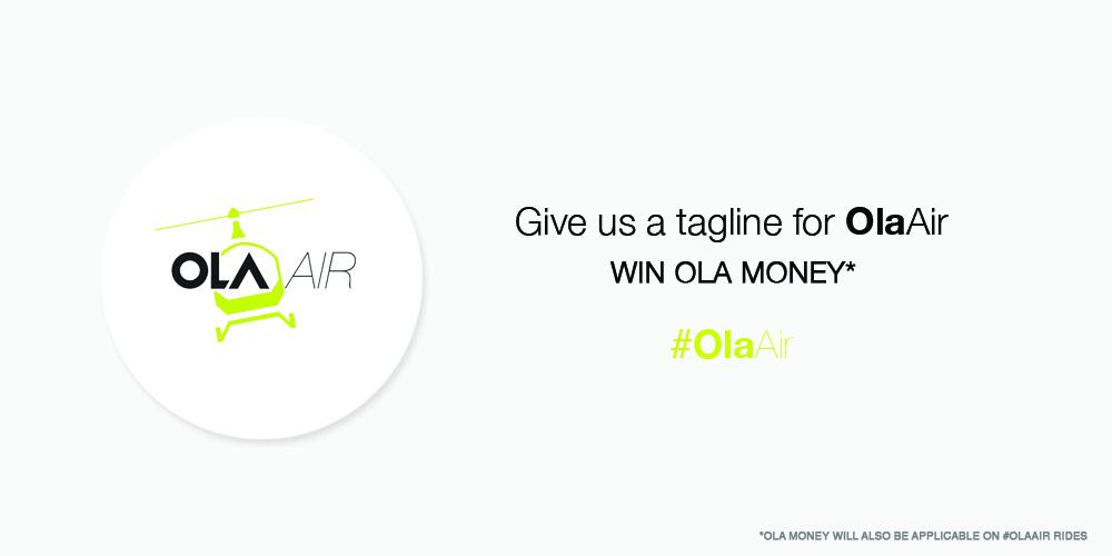 We're looking for a tagline for #OlaAir - the best entry will win Ola Money! Put on your thinking hats!