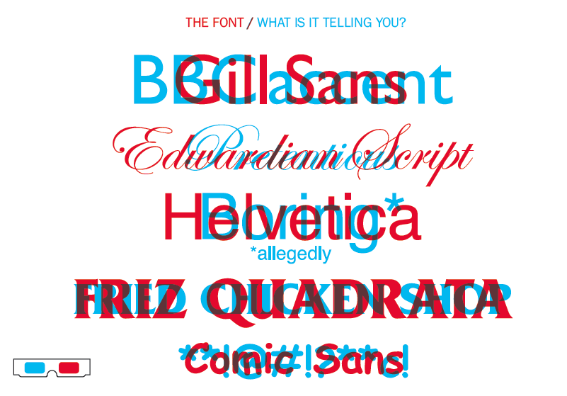 TypeTasting's tweet photo. What is a font really telling you? (Look through the red lens #FontGoggles) #TheTypeTaster http://t.co/mJ5H63b6EX http://t.co/UGqXW2jloC