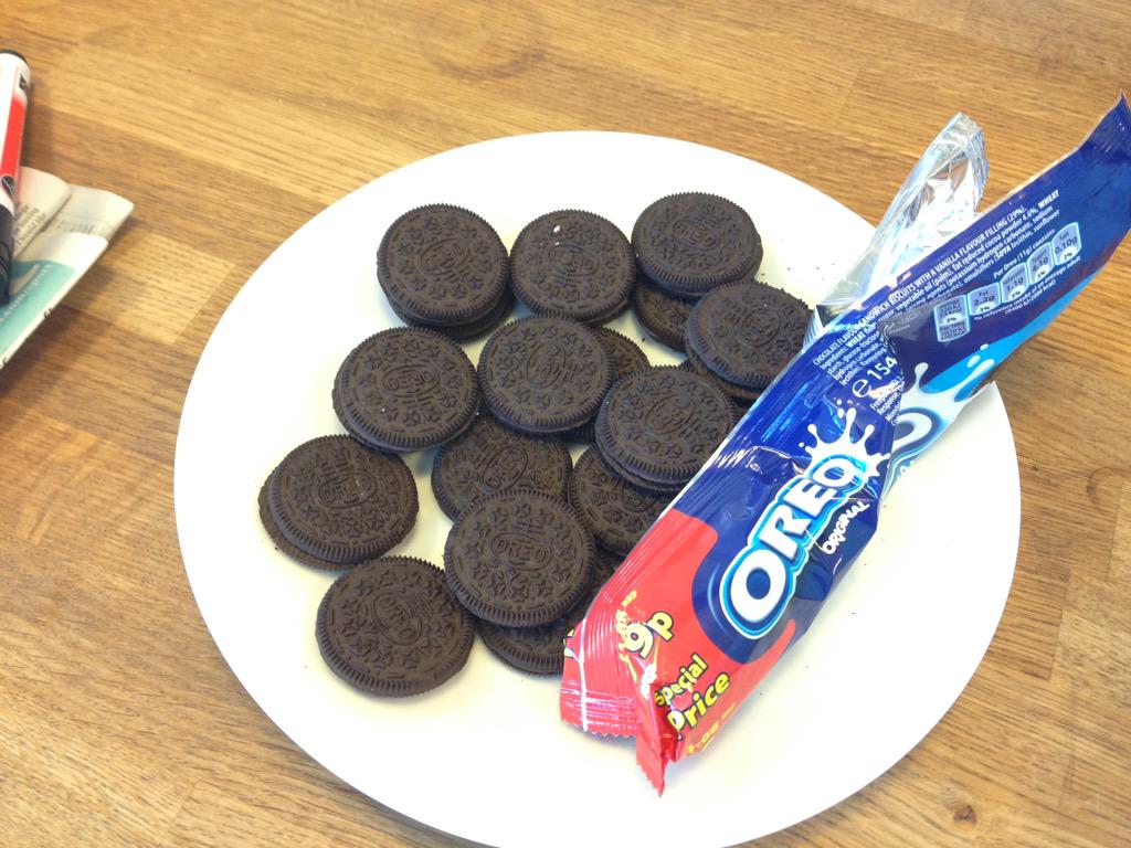 We've replaced the inside of Oreos with toothpaste and put them in our kitchen. Now we play the waiting game.