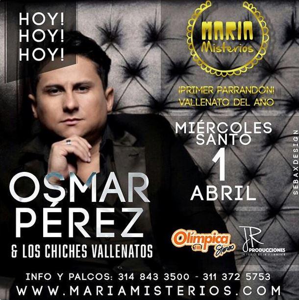 AndresPezu's tweet photo. El Primer Parrandon Vallenato del año Hoy @osmarperez1 los Chiches Vallenatos en @mariamisterios #Pereira http://t.co/Bqd42jGwMt
