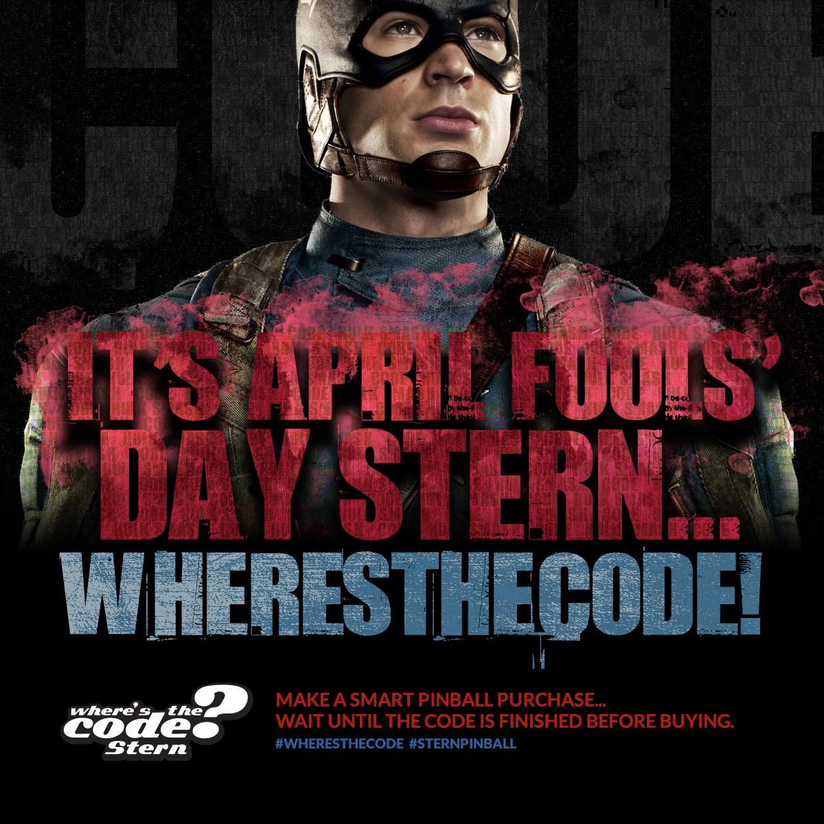whereisthecode's tweet image. Well wouldn&apos;t you know it The Cap is not happy either!
@sternpinballinc #sternpinball #avengerspinball #wheresthecode