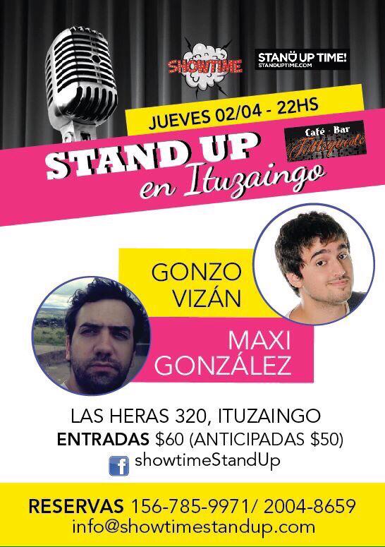 ITUZAINGO!! Jueves 22 hs hay #StandUp en #Fattoquesto (Las Heras 320) con <a href="/GonzoVizan/">Gonzo Vizan</a> y <a href="/cocosarli/">Maxi González</a>