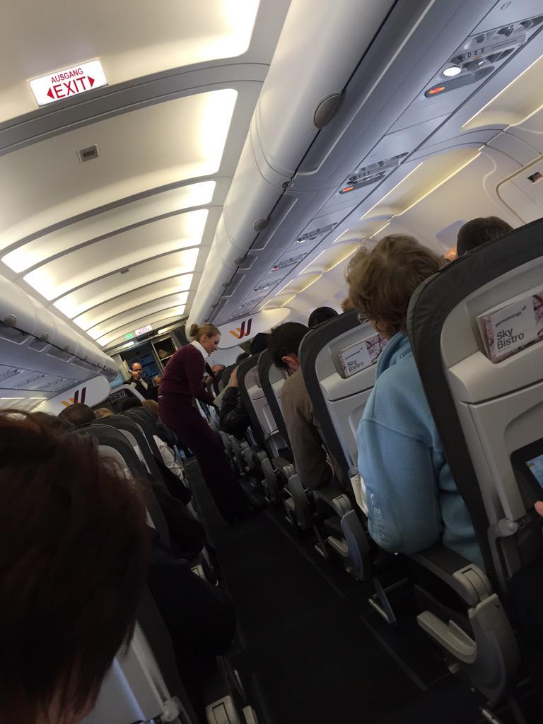 ab3008's tweet photo. Germanwings captain adressed passengers prior departure!  - applause from passengers at the end. :) Happy flight http://t.co/6vyuTFE2WV