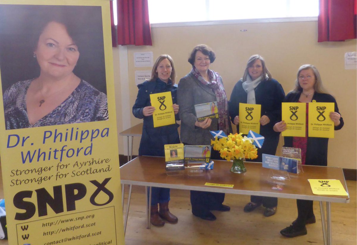 The team preparing for the Meet the Candidate cafe in Annbank. #GE15 #VoteSNP