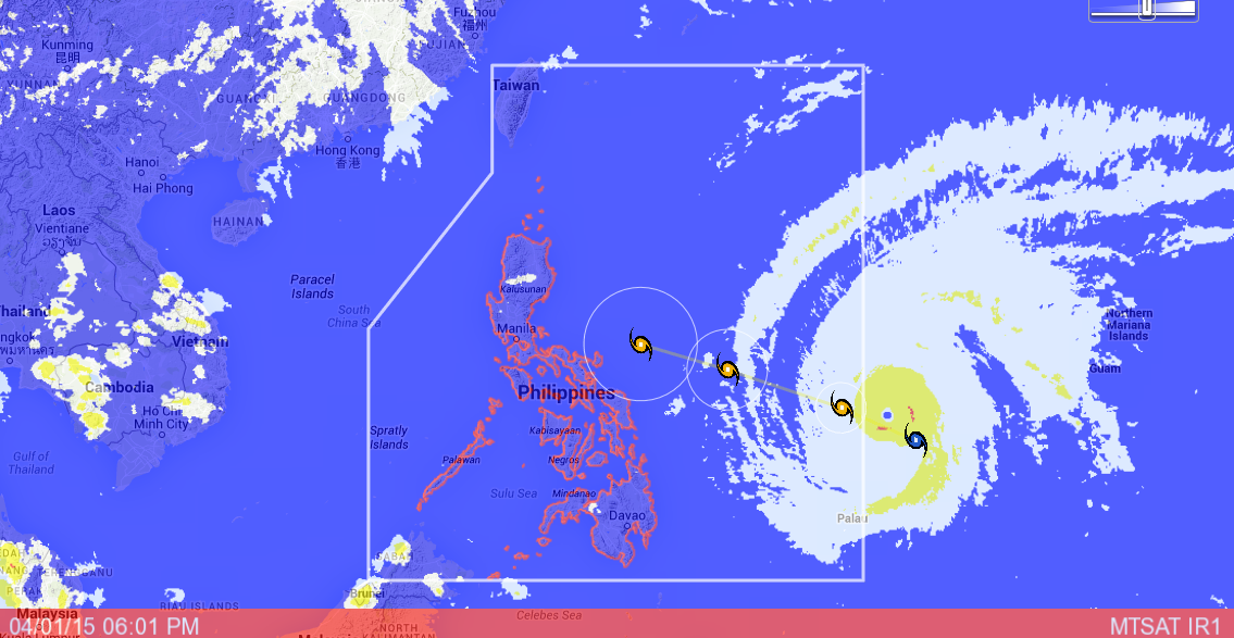nababaha's tweet photo. Weather satellite image and forecast track of #ChedengPH according to PAGASA. http://t.co/GaZISCbwEO