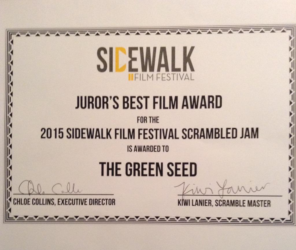 VulcaniteRadio's tweet photo. @thegreenseed1 video for "Preservation" won the award for Best Film in the @sidewalkfilm Scrambled Jam #theseedgrows http://t.co/nacaq0k5g1