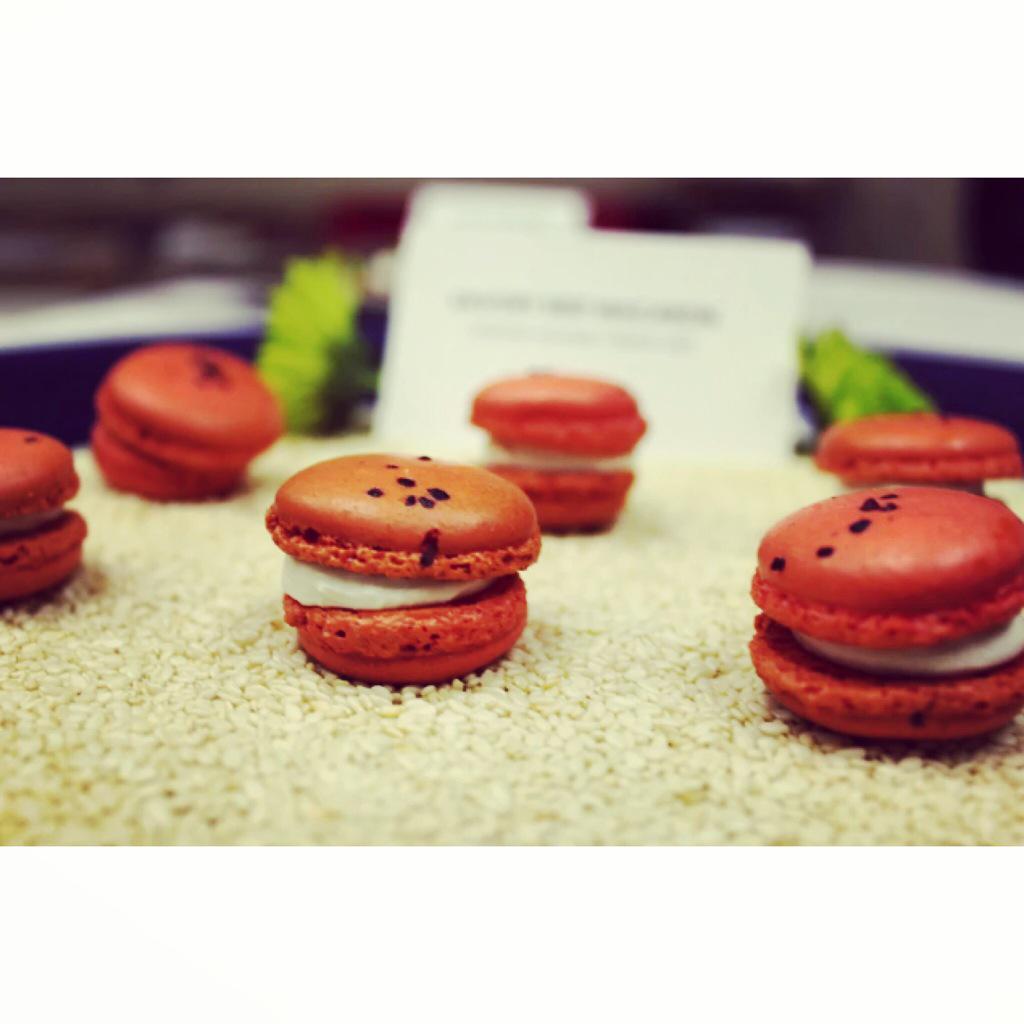 YUM sweet macarons... APRIL FOOLS! 🎉 [savory beet macarons] #AprilFools #DC #Catering #RSVP #Savory