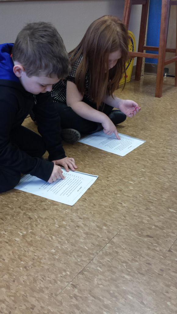 Mrs. Stark's students are reading with their "fluency partners". They will try to beat their score tonight at home!