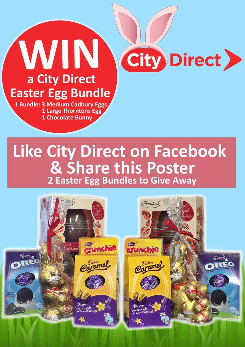 City_Direct's tweet photo. Head on over to our Facebook for our Easter Egg Give Away https://t.co/5DC0ZFwR3k Like our page and share the poster! http://t.co/PTTbfDEK6v