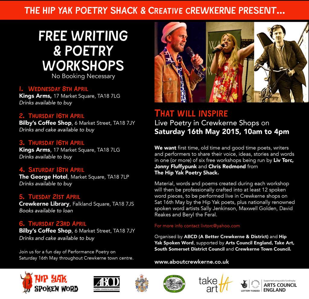 Southsomersetdc's tweet photo. Get creative in Crewkerne with free writing &amp; poetry workshops during April... http://t.co/8ru8qdqc5X