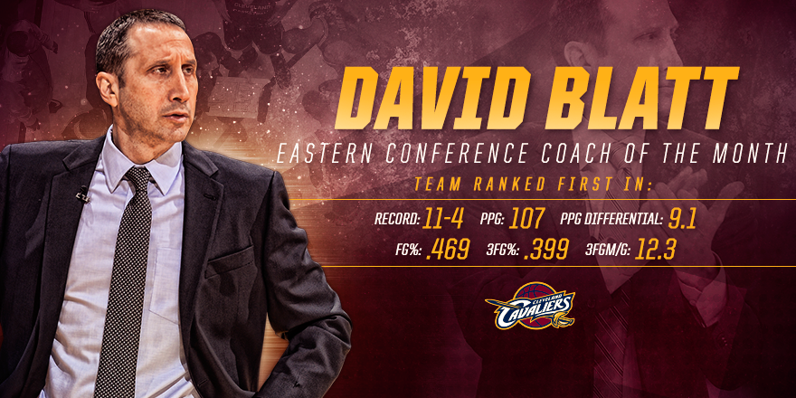 cavs's tweet photo. RETWEET to congratulate Coach Blatt on his first @NBA Coach of the Month award! 

DETAILS: http://t.co/KI5T6ziUao http://t.co/CgG6NxNJ1w