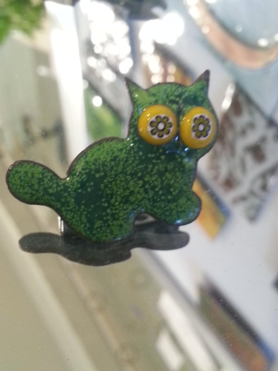 EnamelJinney's tweet photo. Animal enamel brooches. I do a range, or do to order. Cat
 #JinneyRing  #droitwichhour #midlandshour #handmadehour http://t.co/CXX5cAP9fp