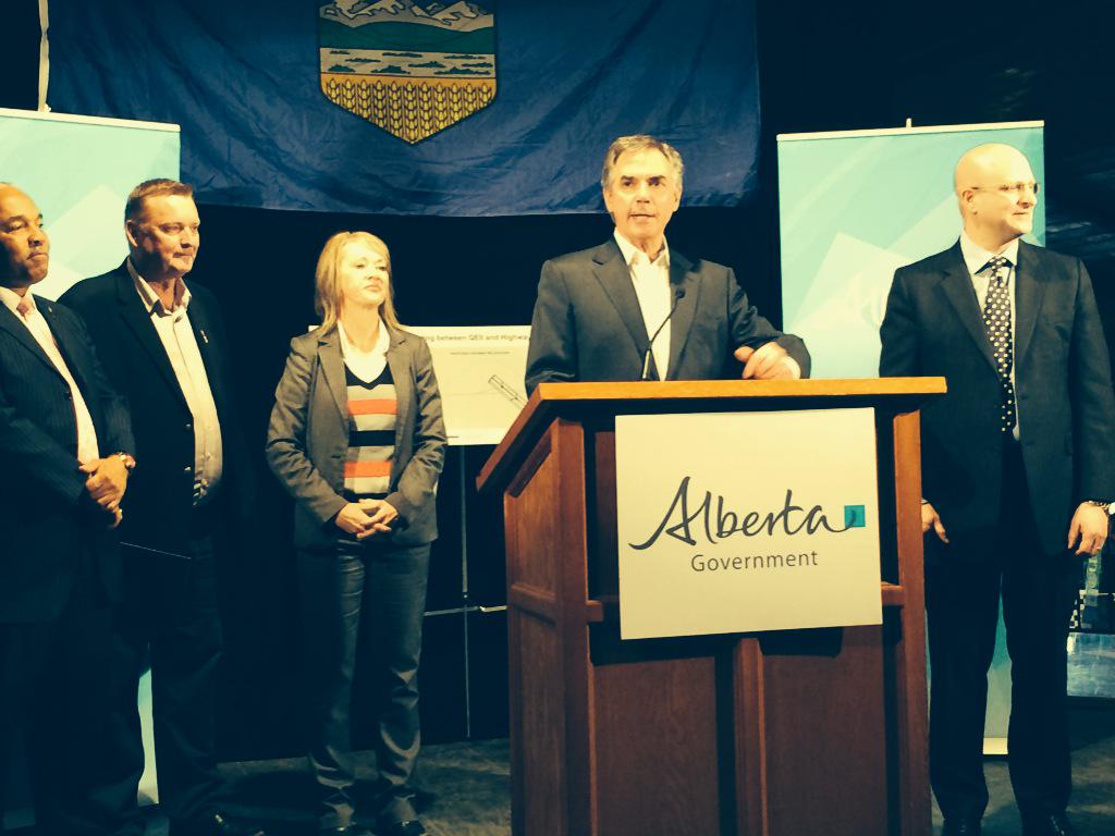 Premier <a href="/JimPrentice/">Jim Prentice</a> announces twinning Hwy. 19 w/ <a href="/MLA_W_Drysdale/">Wayne Drysdale</a> <a href="/DianaMcQueenMLA/">Diana McQueen</a> @Rogersofleduc and <a href="/DonaldKScott/">Don Scott</a>