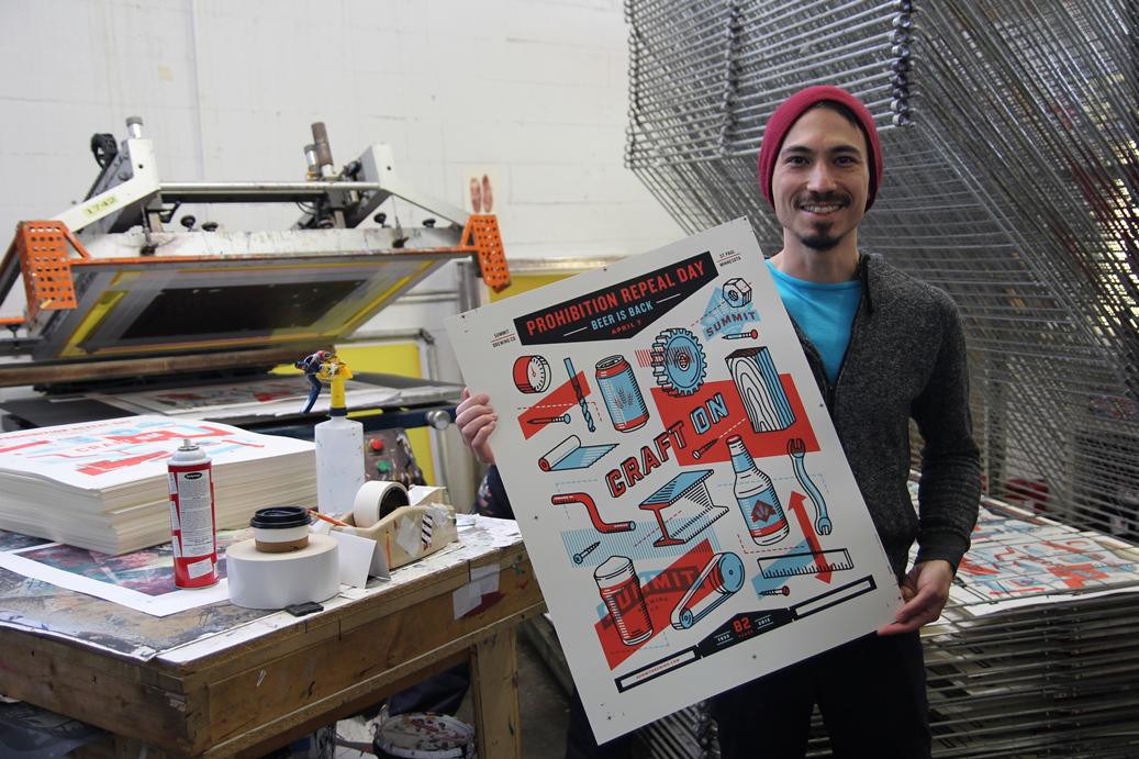 summitbeer's tweet photo. Meet 2015 Prohibition Poster artist @designsakurai Sat 4-6p #SummitBeerHall. Poster is awesome, so is Ken! http://t.co/dMaH0TXA4o