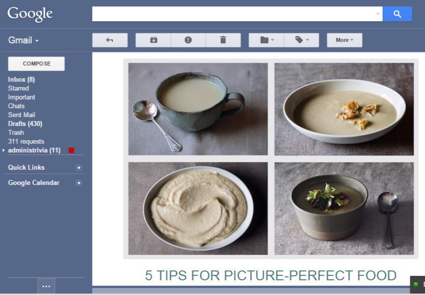 simile's tweet image. 5 tips for photographing food: 1) don't cook all grey food.
