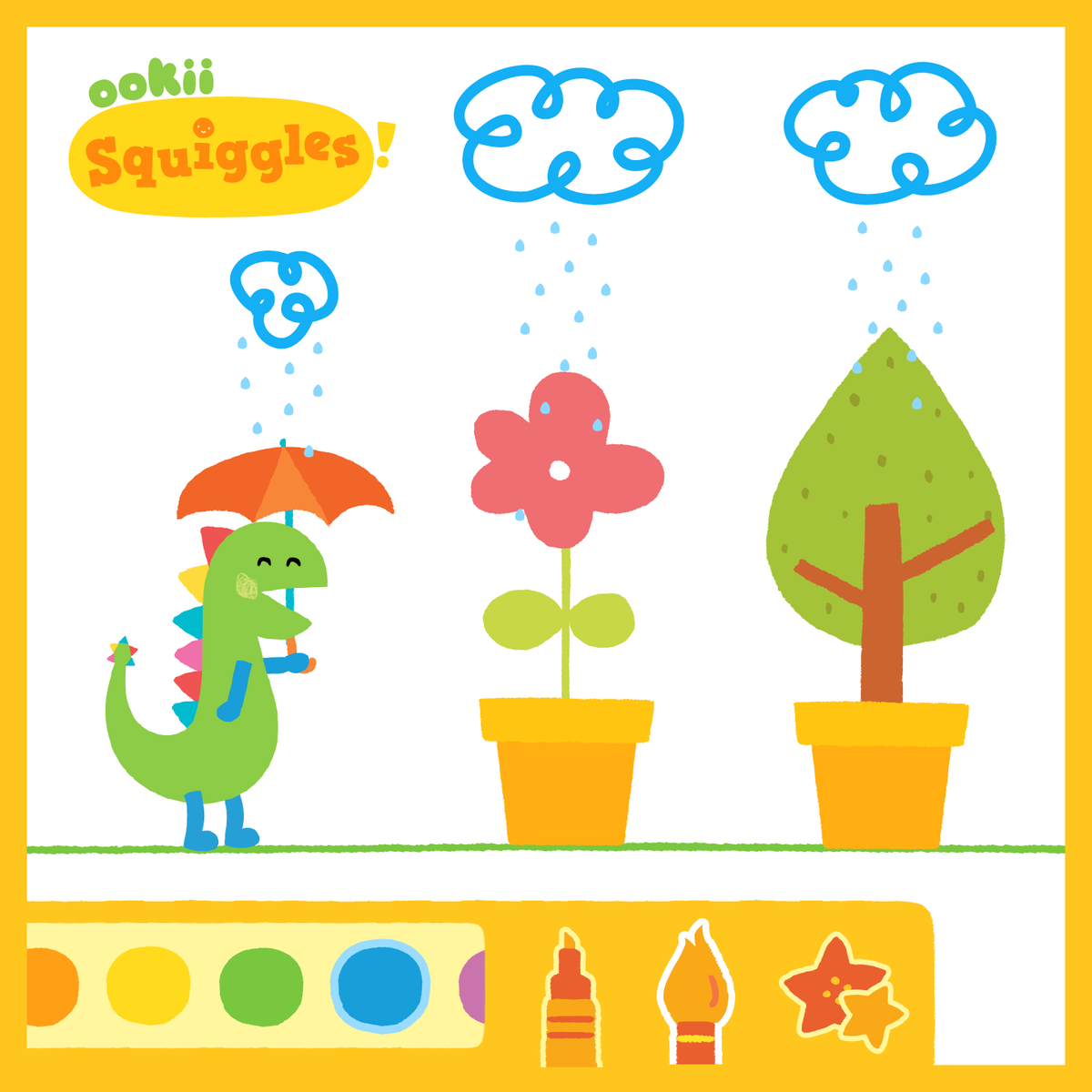 OokiisWorld's tweet photo. "Can you draw rain clouds to help Ookii water his plants?" Try our app OokiiSquiggles today! https://t.co/KCTFc1CiBw http://t.co/O6mrqOuy6M